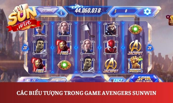 Avengers Sunwin - Khám phá game slot siêu anh hùng đầy hấp dẫn 3 Các biểu tượng trong game Avengers Sunwin